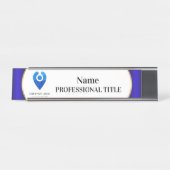 Desktop Silver Naam Bord met Logo & Slogan 10 Bureau Naambordje (Voorkant)