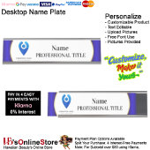Desktop Silver Naam Bord met Logo & Slogan 10 Bureau Naambordje
