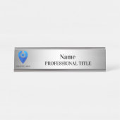Desktop Silver Name Bord met Logo en slogan Bureau Naambordje (Voorkant)