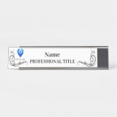 Desktop Silver Name Bord met Logo & Slogan 2 Bureau Naambordje (Voorkant)