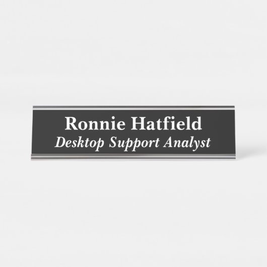 Desktop Support-analist zwart Bureau Naambordje (Voorkant)