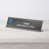 Desktop Zwarte Naam Bord met Logo & Slogan 3 Bureau Naambordje (Voorkant)
