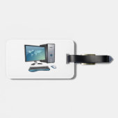 Desktopcomputer met monitor, toetsenbord en muis bagagelabel (Achterkant horizontaal)