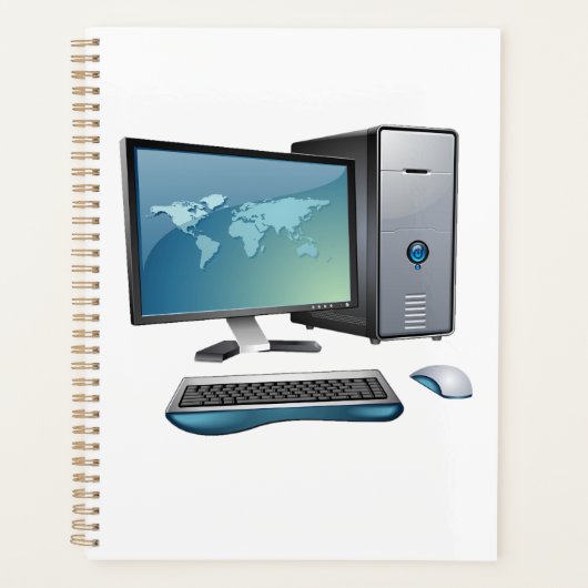 Desktopcomputer met monitor, toetsenbord en muis planner (Voorkant)