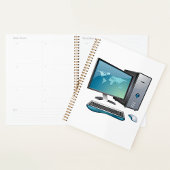 Desktopcomputer met monitor, toetsenbord en muis planner