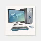 Desktopcomputer met monitor, toetsenbord en muis servetten (Voorkant)