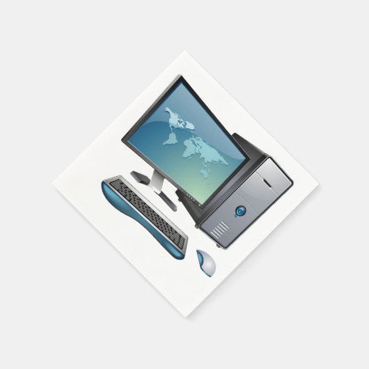 Desktopcomputer met monitor, toetsenbord en muis servetten (Hoek)