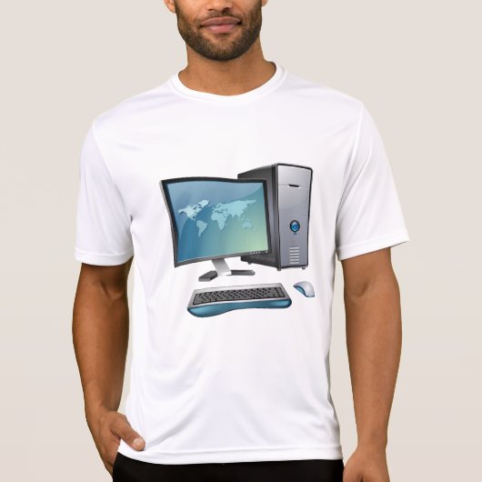 Desktopcomputer met monitor, toetsenbord en muis t-shirt (Voorkant)