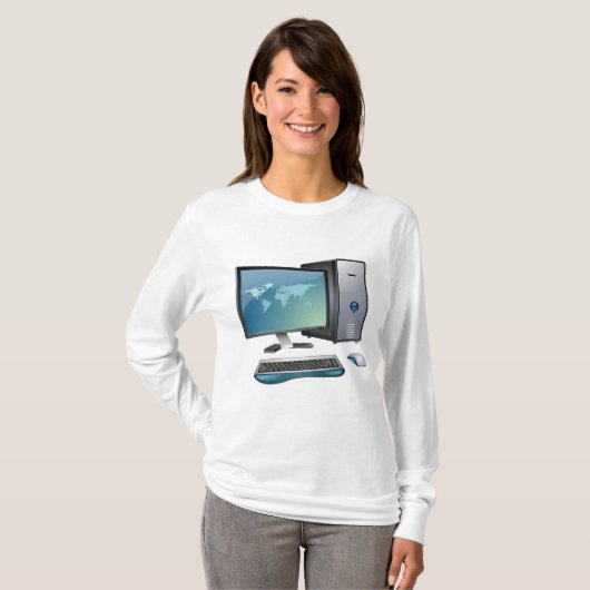 Desktopcomputer met monitor, toetsenbord en muis t-shirt (Voorkant volledig)