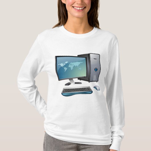 Desktopcomputer met monitor, toetsenbord en muis t-shirt (Voorkant)