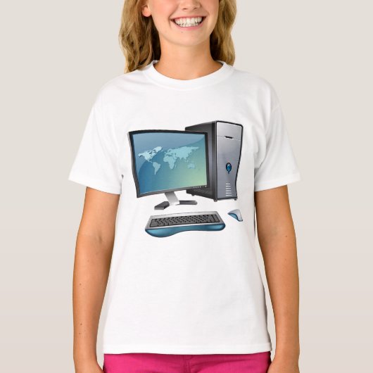 Desktopcomputer met monitor, toetsenbord en muis t-shirt (Voorkant)