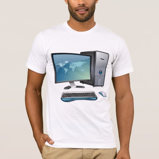 Desktopcomputer met monitor, toetsenbord en muis t-shirt (Voorkant)