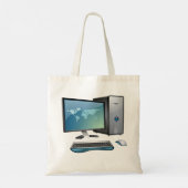Desktopcomputer met monitor, toetsenbord en muis tote bag (Achterkant)