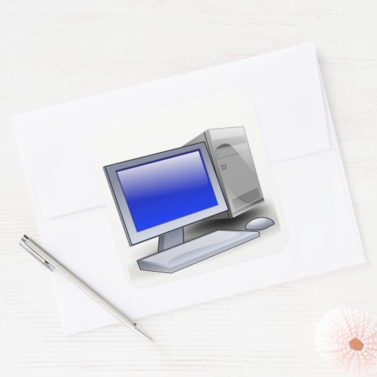 Desktopcomputer Vierkante Sticker (Envelop)