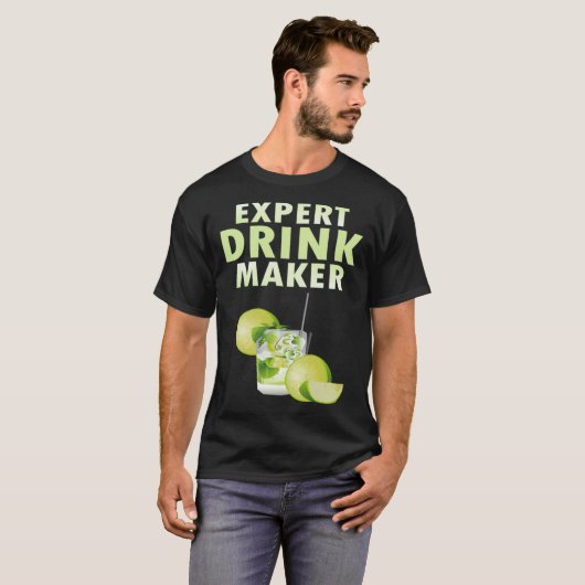 Deskundige Drink Maker Nightclub Bartender Resort  T-shirt (Voorkant volledig)