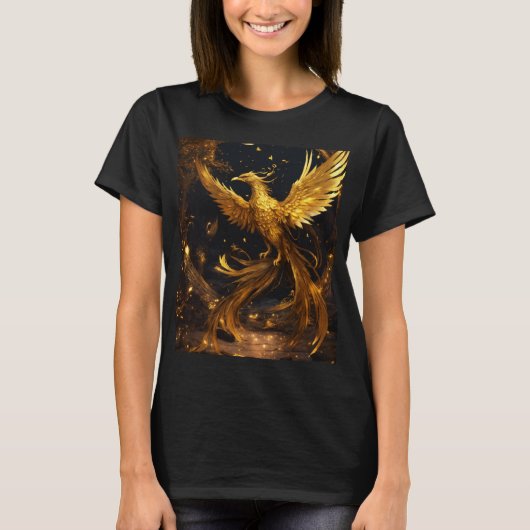 "Desolate Magische Black & Golden Phoenix T-shirt" T-shirt (Voorkant)