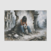 Desolate Urban Woman Blue Decoupage Tissuepapier (Voorkant)