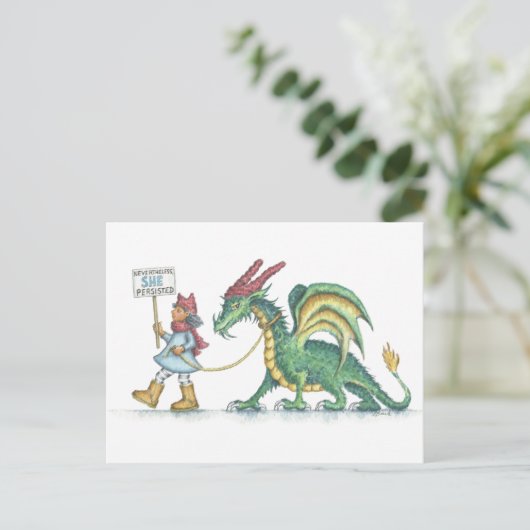 Desondanks bleef ze door (HBdragon briefkaart) Briefkaart (Staand voorkant)