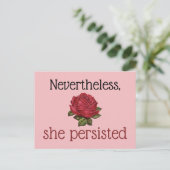 Desondanks bleef ze roze rood roze briefkaart (Staand voorkant)