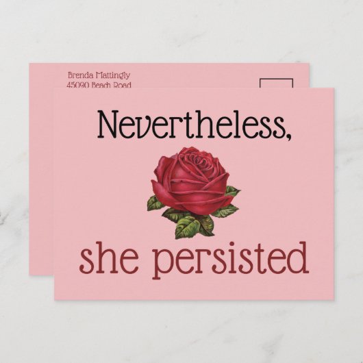 Desondanks bleef ze roze rood roze briefkaart (Voorkant / Achterkant)