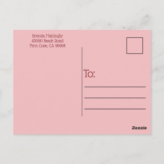 Desondanks bleef ze roze rood roze briefkaart (Achterkant)