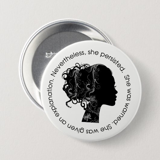 Desondanks bleef ze (zwart) hangen ronde button 7,6 cm (Voorkant /achterkant)