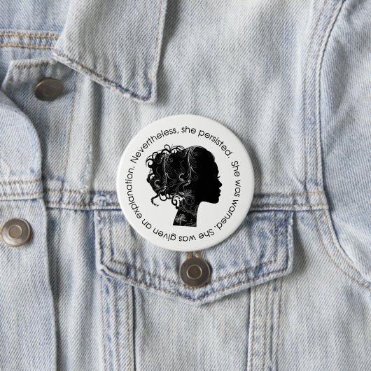 Desondanks bleef ze (zwart) hangen ronde button 7,6 cm (In situ)