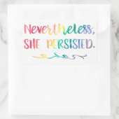 Desondanks hield ze vast aan de regenboog-Waterver Rechthoekige Sticker (Tas)