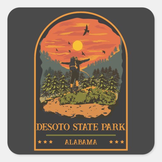 Desoto State Park camping trip retro Vierkante Sticker (Voorkant)