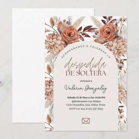 Despedida de Soltera Boho Floral Kaart (Voorkant / Achterkant)