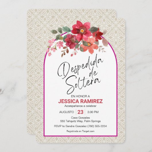 Despedida de Soltera Invitacion Flores de Otoño Kaart (Voorkant / Achterkant)