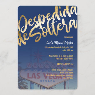 Despedida de Soltera Invitation Las Vegas FauxGold Kaart
