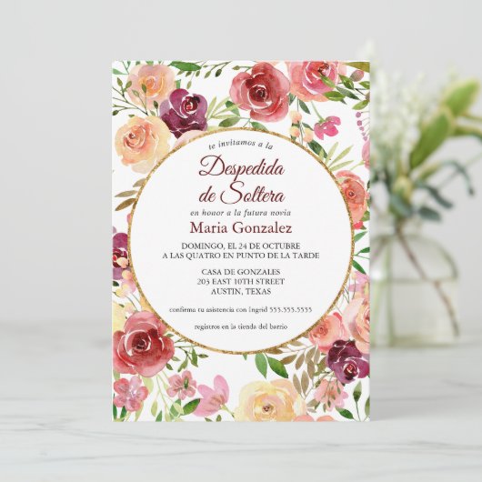 Despedida de Soltera Rosas Vrijgezellenfeest Kaart (Staand voorkant)