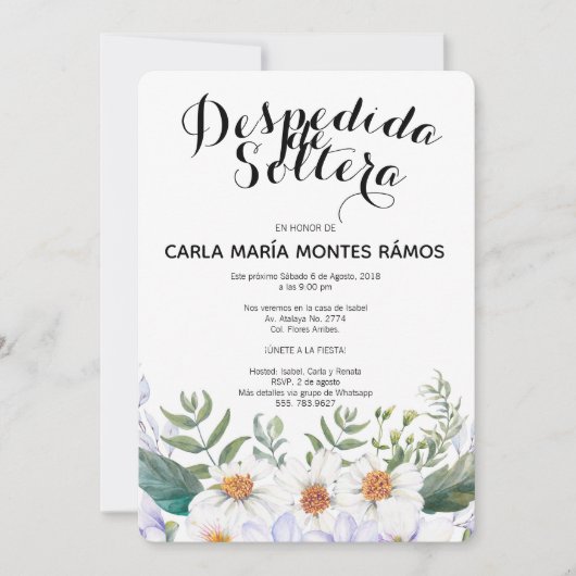Despedida de Soltera-uitnodiging, En español Kaart (Voorkant)