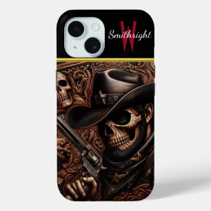 Desperado dood: Pistool-wielding schedel in Cowboy iPhone 15 Case