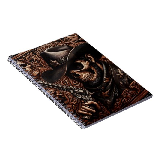 Desperado dood: Pistool-wielding schedel in Cowboy Notitieboek (Rechterzijde)