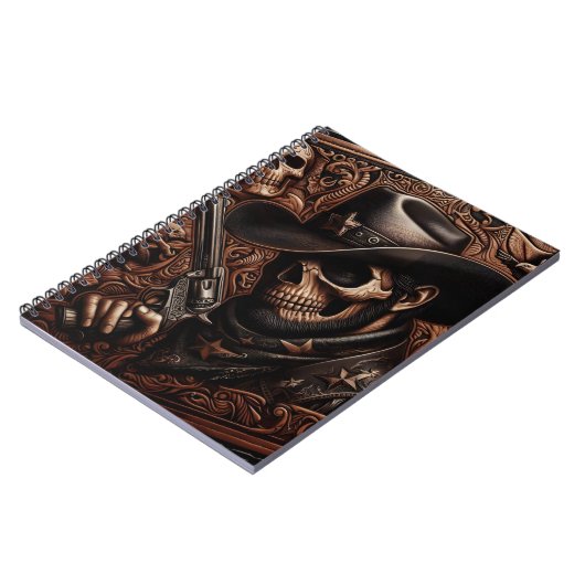 Desperado dood: Pistool-wielding schedel in Cowboy Notitieboek (Linkerzijde)