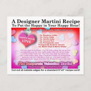 Desperate Valentine Martini Recept Ansichtkaart Feestdagenkaart