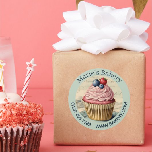  Dessert Baker Cake Cateraar Cupcake Bakkerij Ronde Sticker (Feest)
