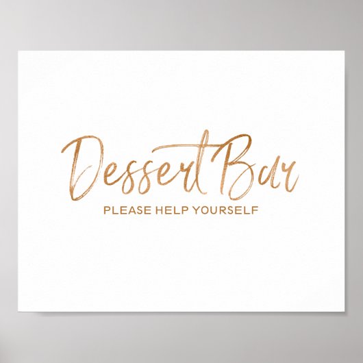 Dessert Bar, 8x10 stijlvol Roos Gold Wedding Sign Poster (Voorkant)
