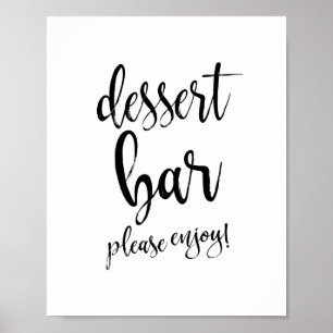 Dessert Bar Black en White 8x10 Wedding Sign Poster