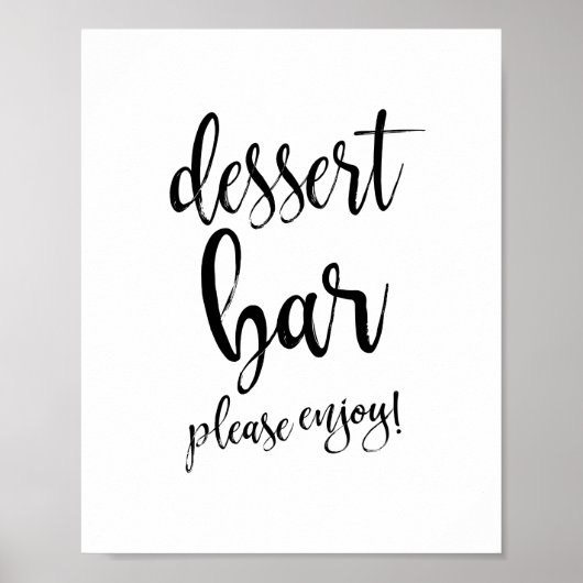 Dessert Bar Black en White 8x10 Wedding Sign Poster (Voorkant)