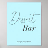 Dessert Bar Blauw Zwart Baby shower Poster (Voorkant)
