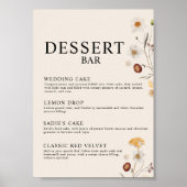 Dessert Bar Boho Wildflower Wedding Sign Poster (Voorkant)
