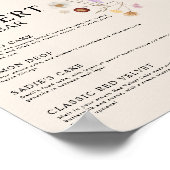 Dessert Bar Boho Wildflower Wedding Sign Poster (Hoek)