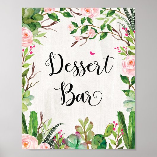 Dessert Bar Bord Pink Bloemrijke Fiesta Feestbord Poster (Voorkant)