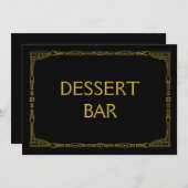 "Dessert Bar" Gold Art Deco Style Weddenschap Menu (Voorkant / Achterkant)