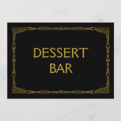 "Dessert Bar" Gold Art Deco Style Weddenschap Menu (Voorkant)