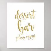 Dessert Bar Gold Glitter 8x10 Wedding Sign Poster (Voorkant)