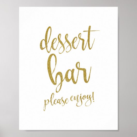 Dessert Bar Gold Glitter 8x10 Wedding Sign Poster (Voorkant)
